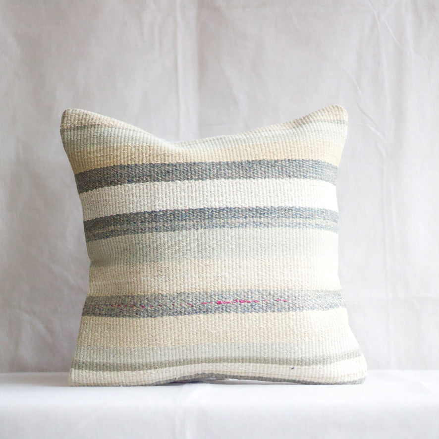 Turkish Kilim Rug Pillow - Sm. Square Stripes I