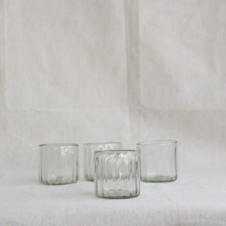 Hand-Blown Fluted Tumbler Glasses - Short
