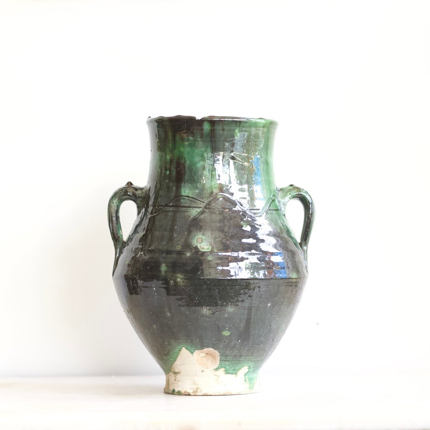 Dark Green Handle Vase