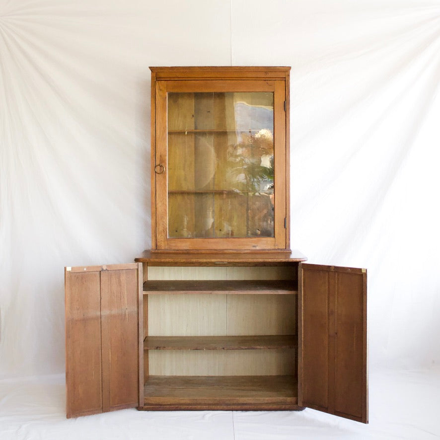 Oak and Glass Storage Cabinet