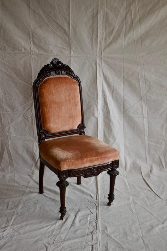 Victorian Pink Velvet Lady's Chair