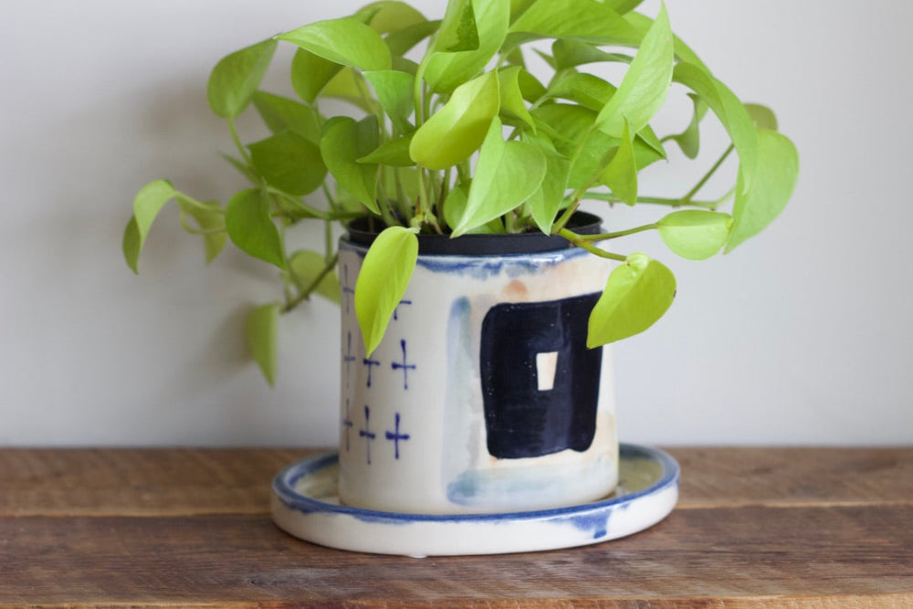 Joe Shepard Ceramic Planter and Dish