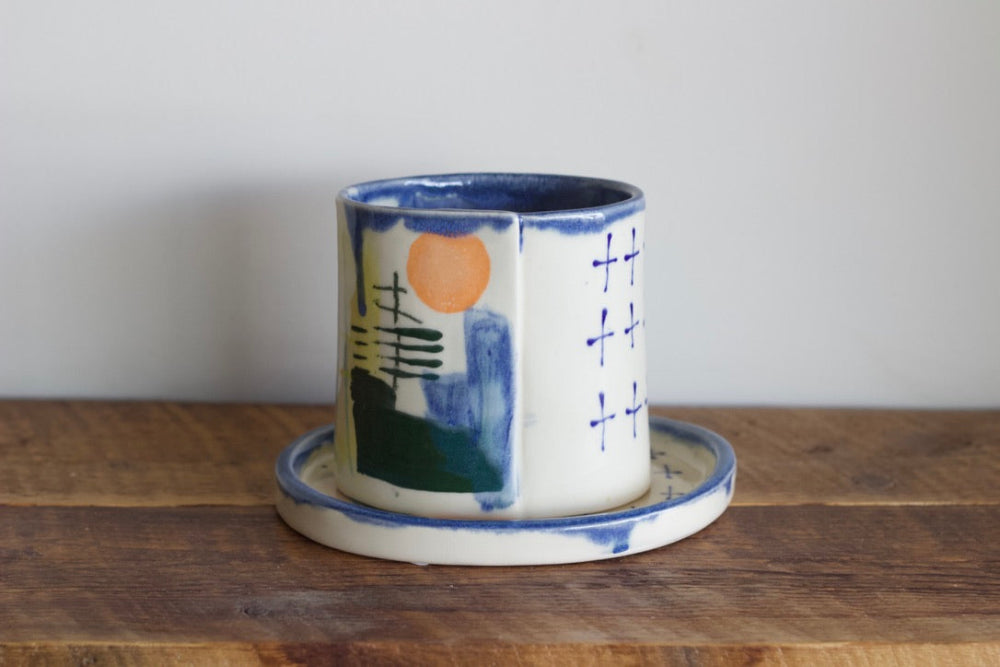 Joe Shepard Ceramic Planter and Dish