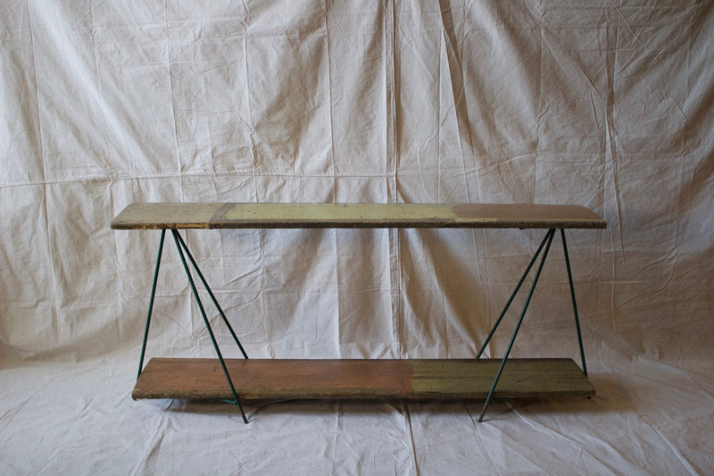 Console Table with Green Metal Legs