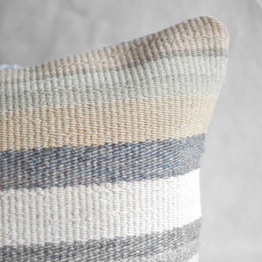 Turkish Kilim Rug Pillow - Sm. Square Stripes I