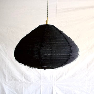 Woven Cotton Hanging Pendant - Black Fringe