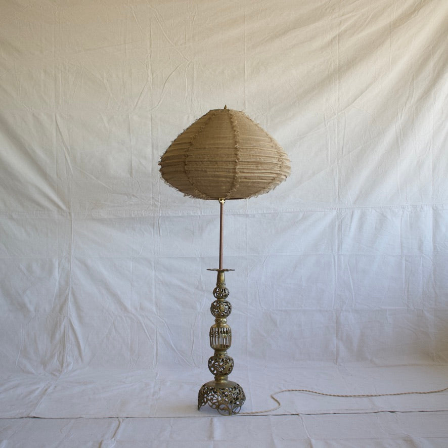 Woven Linen Shade Floor Lamp - Green