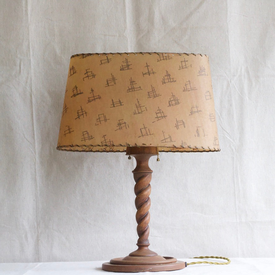 Rustic Fabric w/ Leather Trim Table Lamp