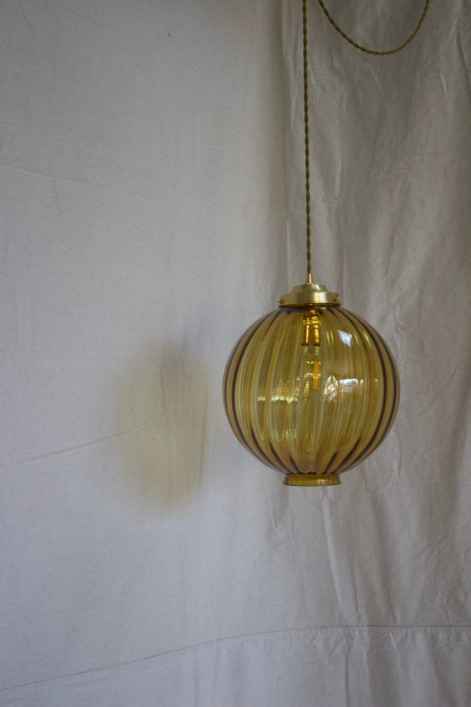 Amber Glass Globe Pendant Light