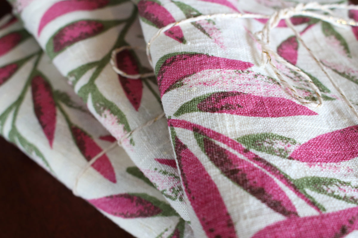 Floral Linen Tea Towel