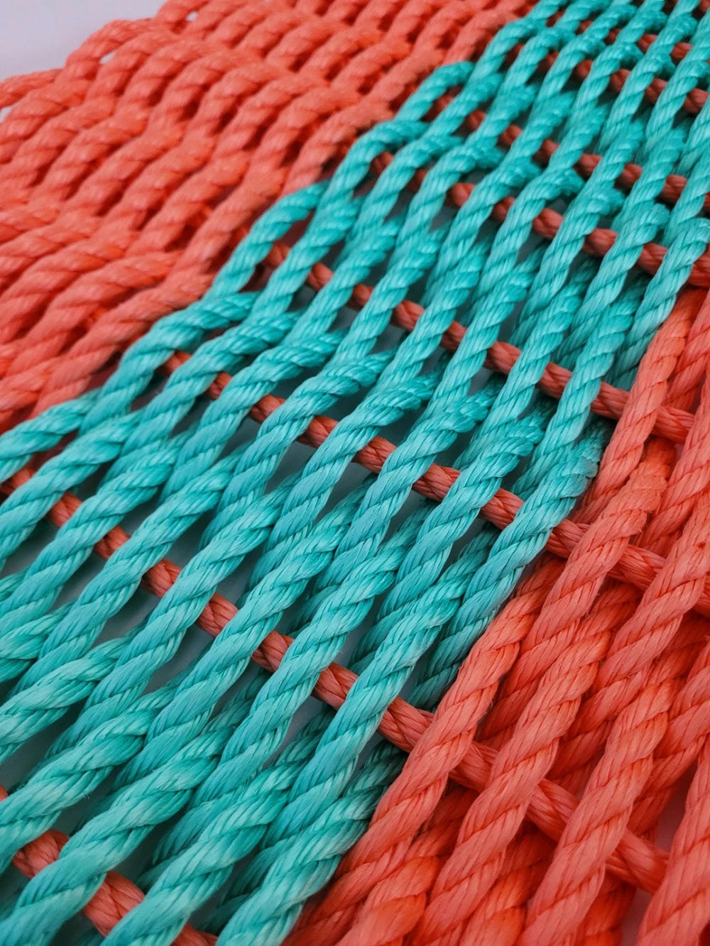 Rope Door Mat  - Coral Orange/ Teal