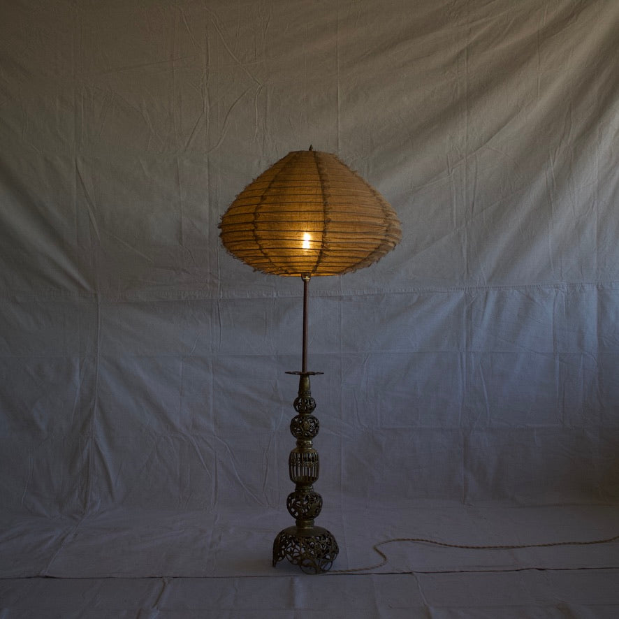 Woven Linen Shade Floor Lamp - Green