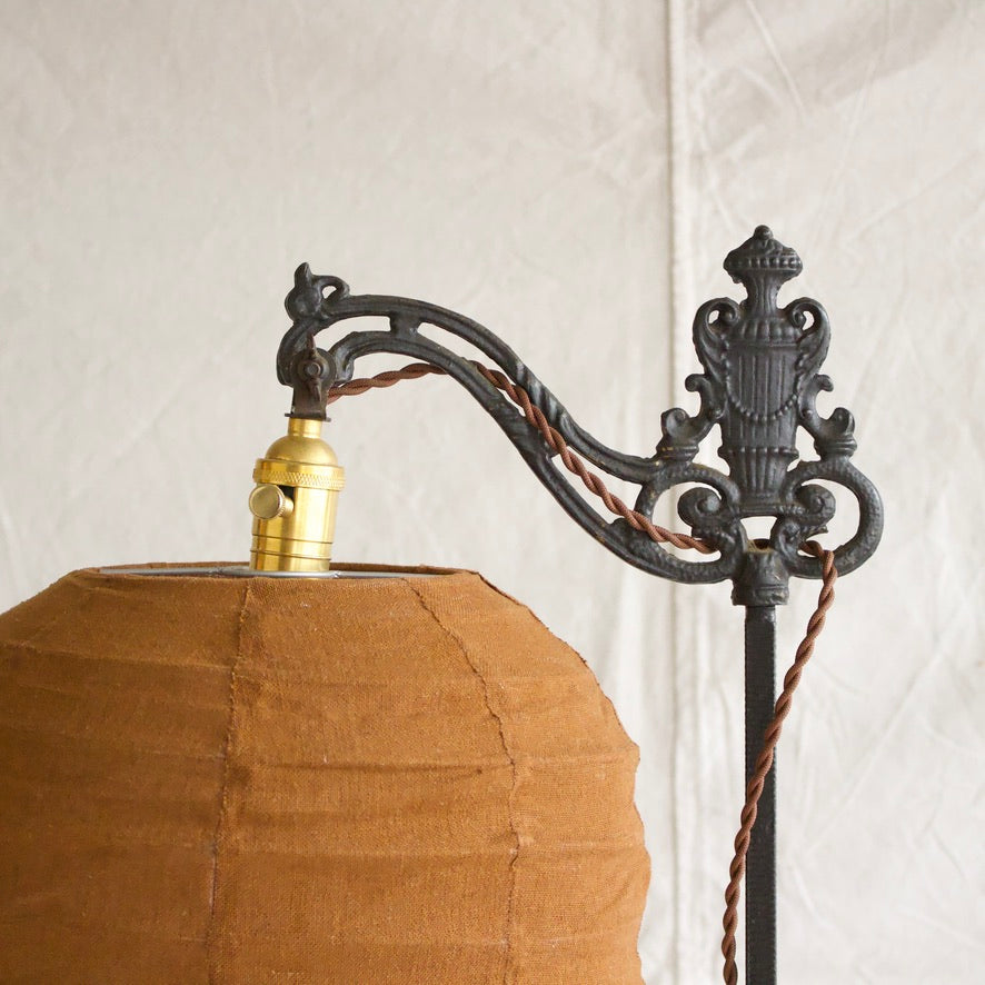 Iron Floor Lamp with Lantern Linen Shade