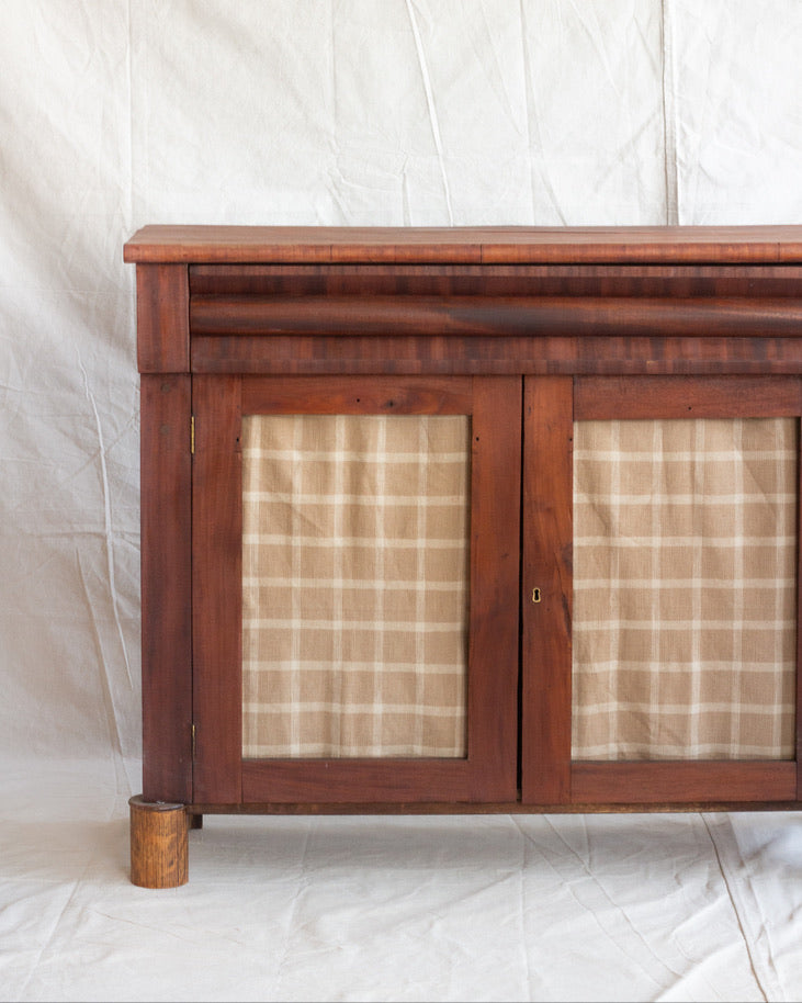 Mahogany Cabinet with Fabric Lined Doors