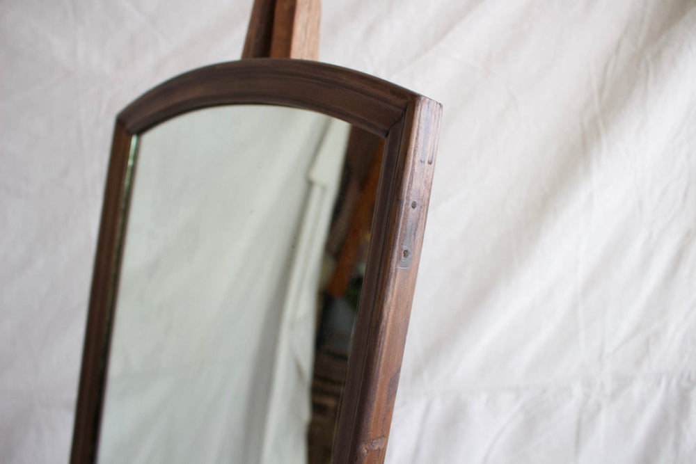 Full Length Leaning Mirror on Mahogany Stand