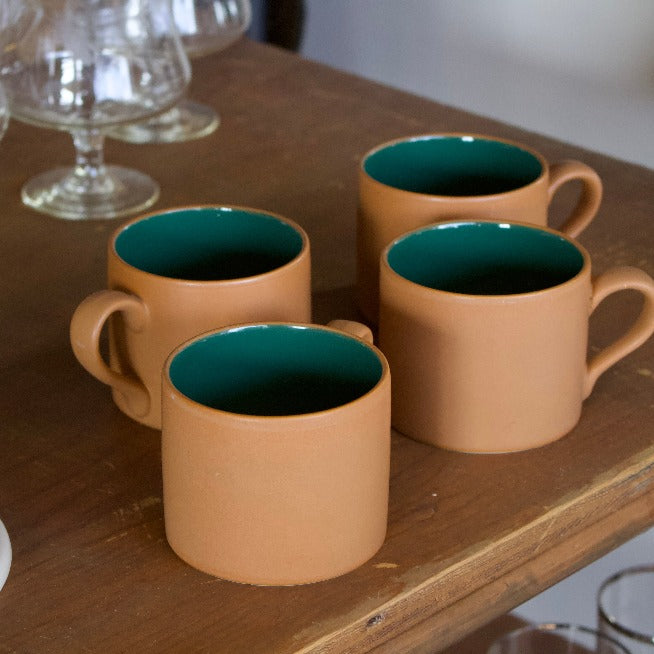 Terracotta & teal mug set