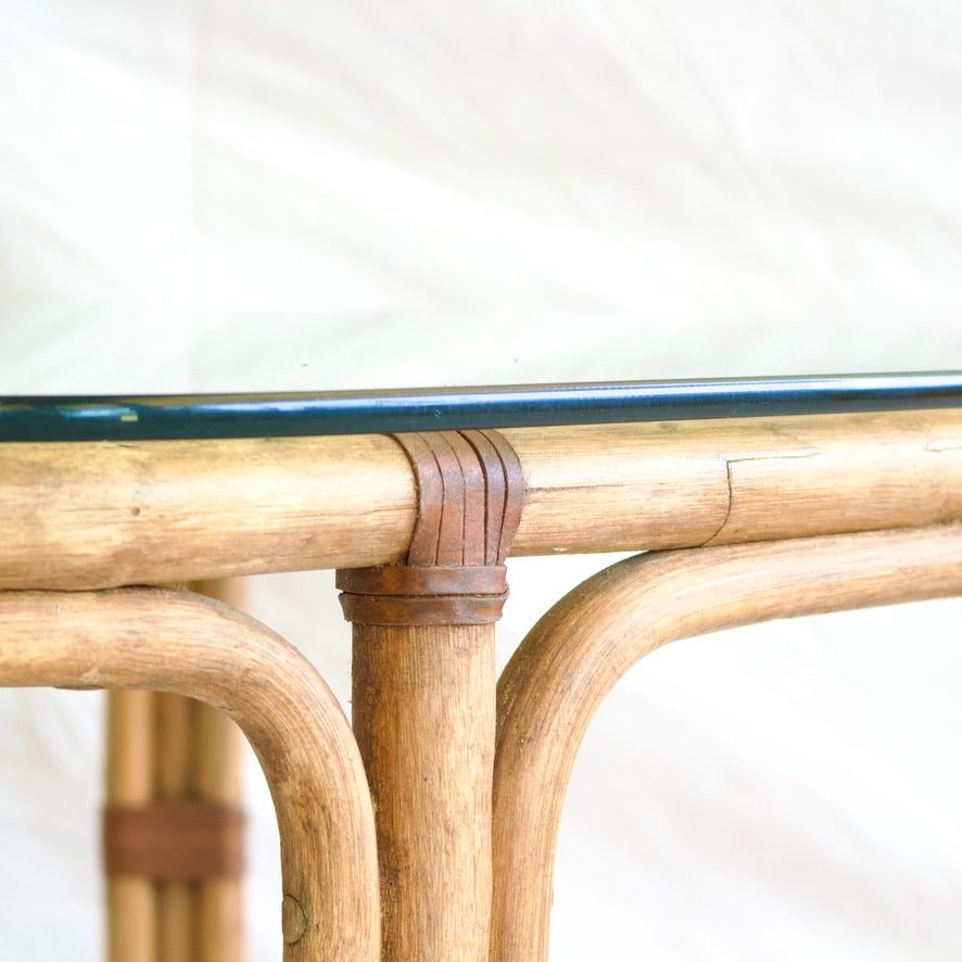 Rattan Glass Top Coffee Table