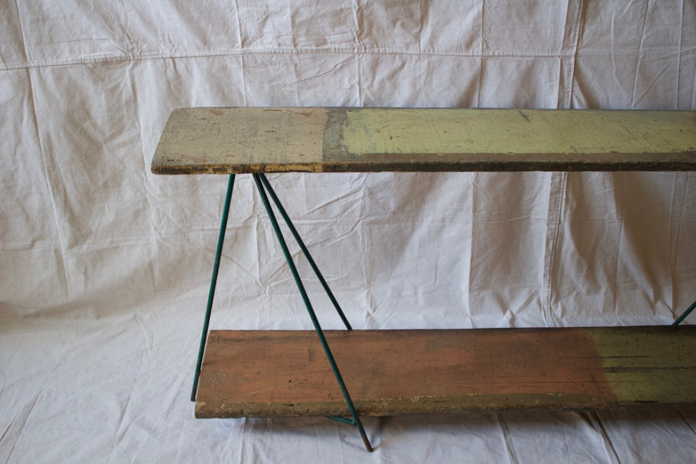 Console Table with Green Metal Legs