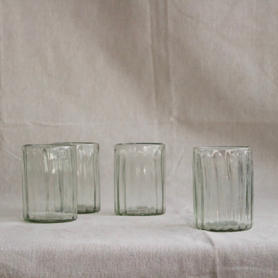 Hand-Blown Fluted Tumbler Glasses