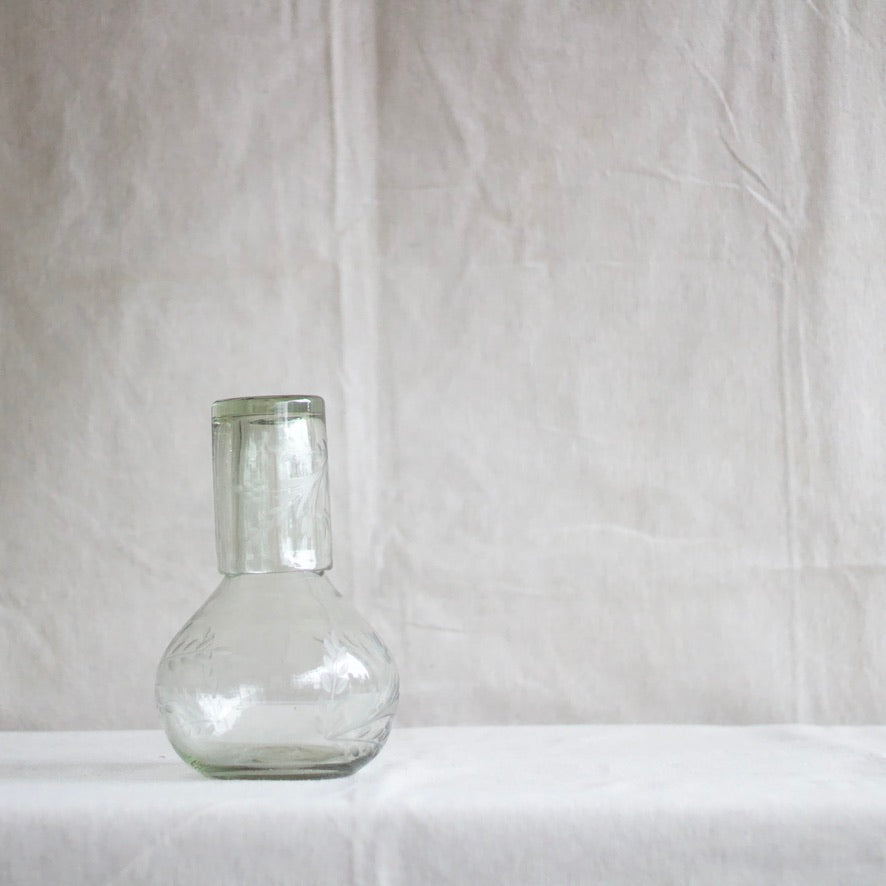 Hand-etched Blown Carafe Set