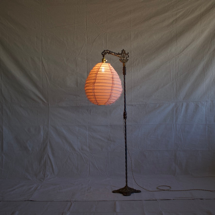 Woven Linen Shade Floor Lamp - Pink