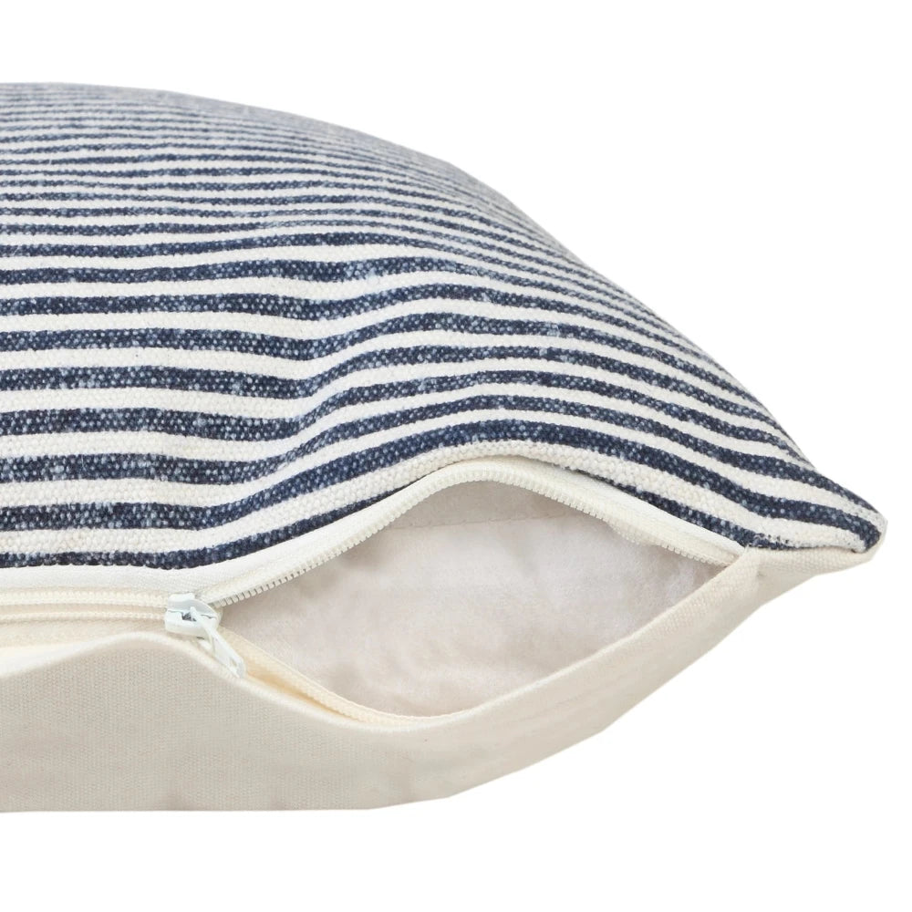 Cotton Striped Pillow - Navy/White