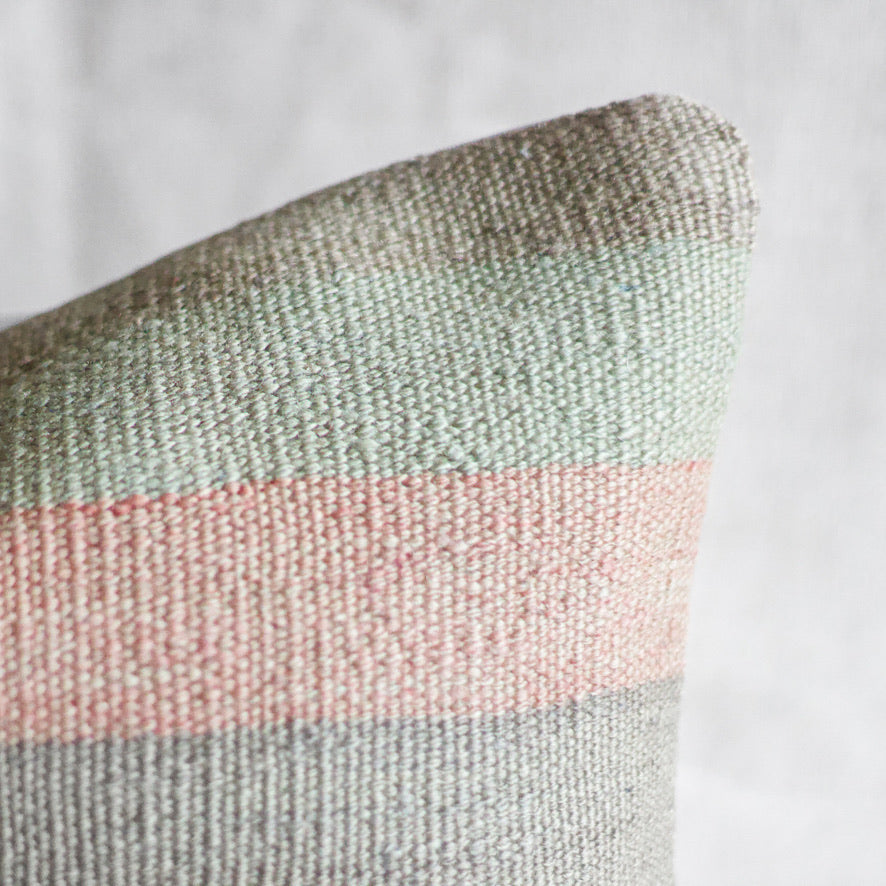 Turkish Kilim Rug Pillow - Sm. Square Stripes II