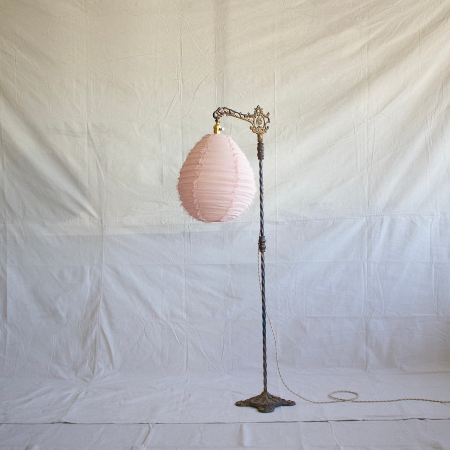 Woven Linen Shade Floor Lamp - Pink