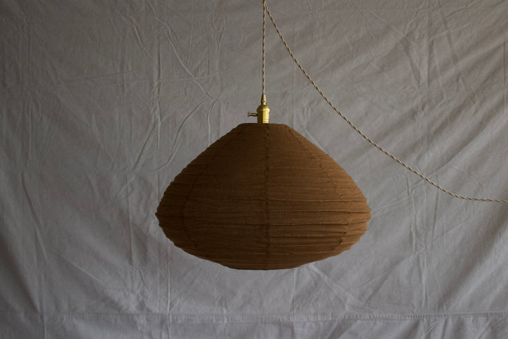 Woven Cotton Hanging Pendant - Mushroom Brown Fringe