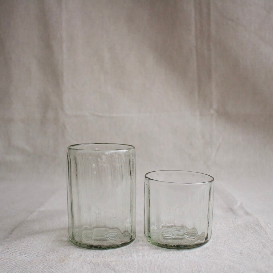 Hand-Blown Fluted Tumbler Glasses