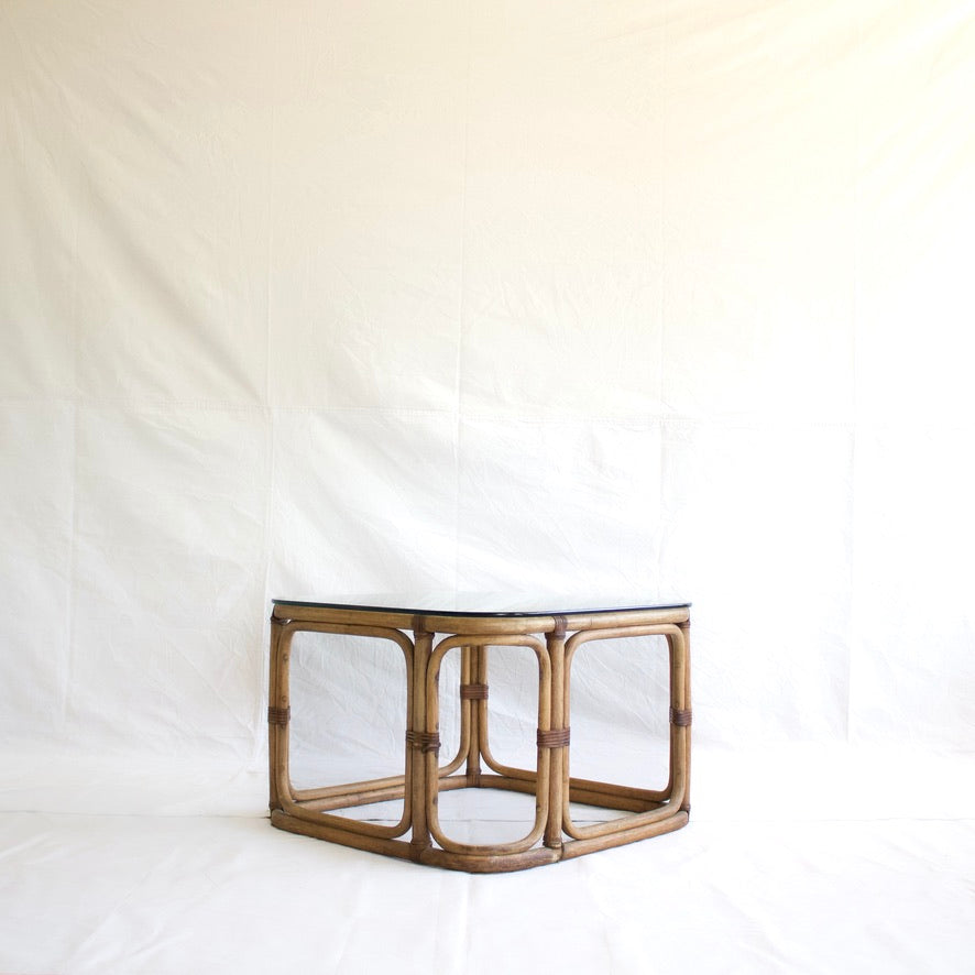 Rattan Glass Top Coffee Table