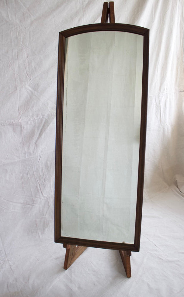 Full Length Leaning Mirror on Mahogany Stand