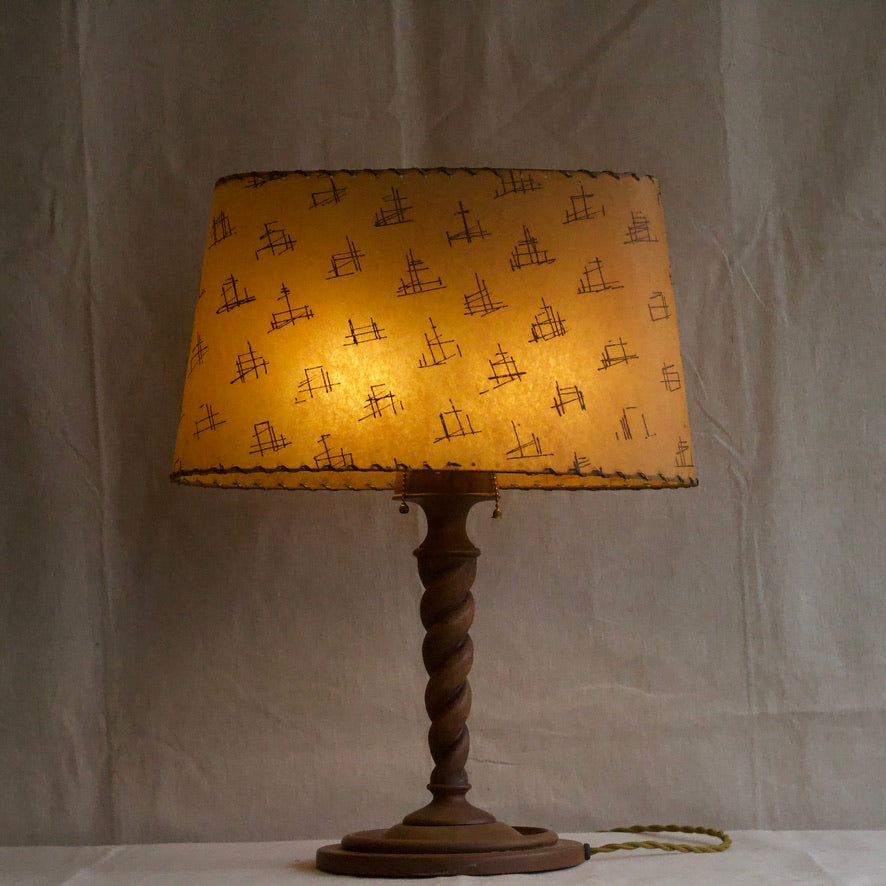 Rustic Fabric w/ Leather Trim Table Lamp