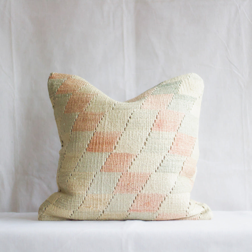 Turkish Kilim Rug Pillow - Sm. Square Diamonds