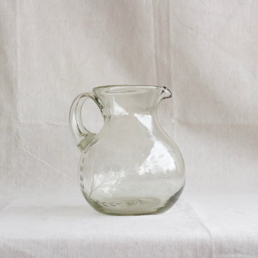 Hand-etched Blown Pitcher - Small