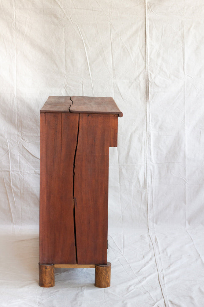 Mahogany Cabinet with Fabric Lined Doors