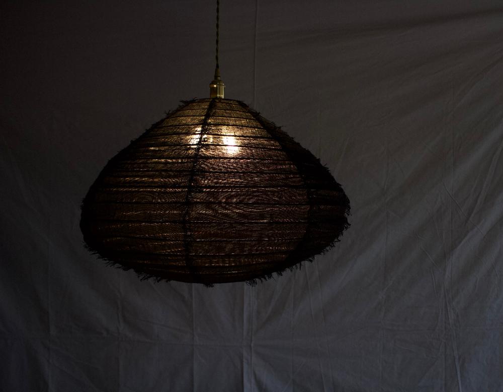 Woven Cotton Hanging Pendant - Black Fringe