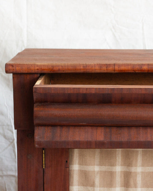 Mahogany Cabinet with Fabric Lined Doors