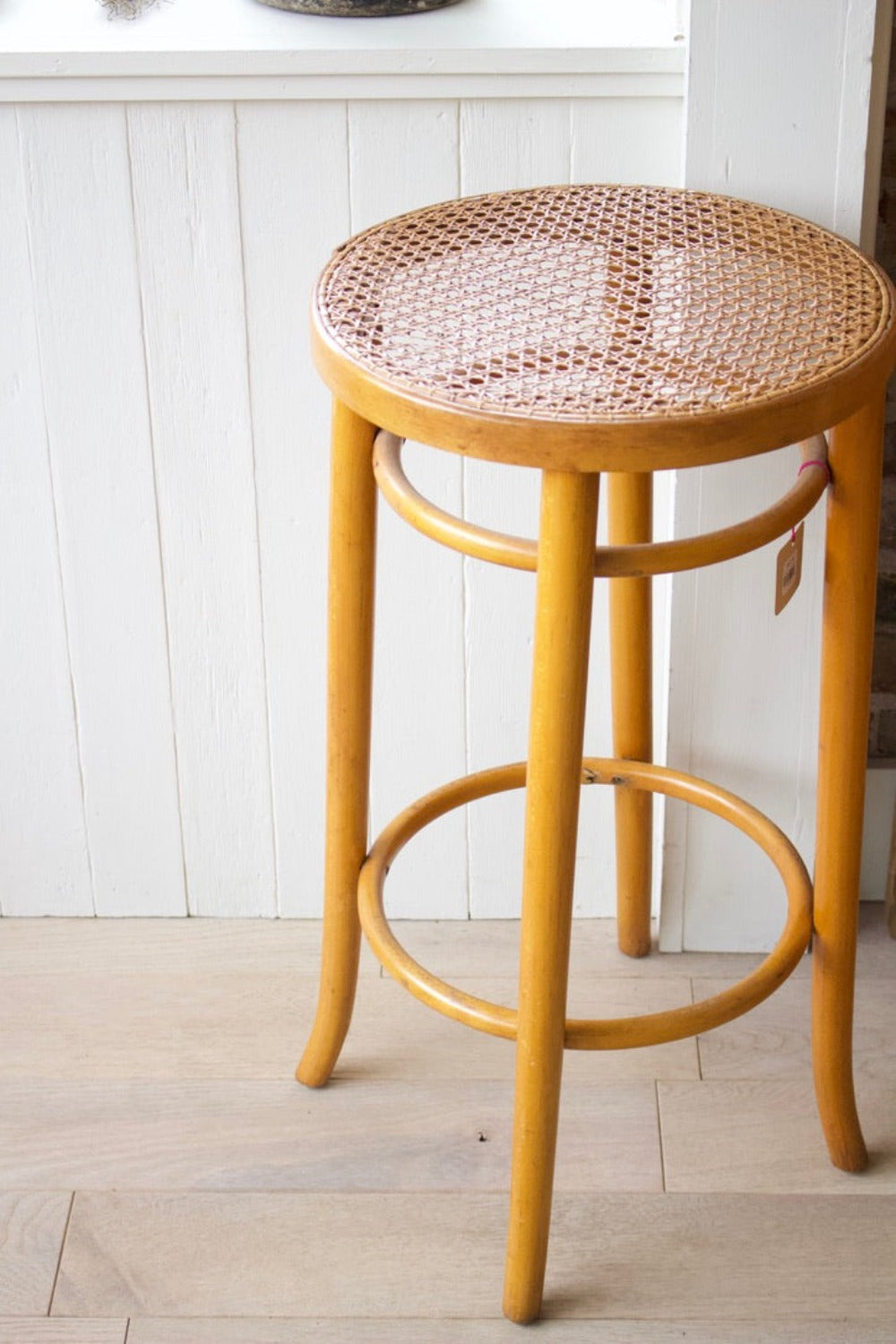 Tall Stool With Caning