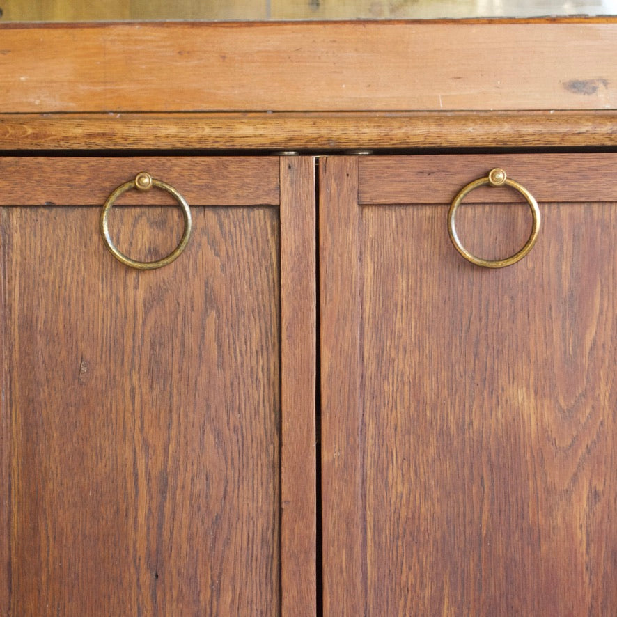 Oak and Glass Storage Cabinet