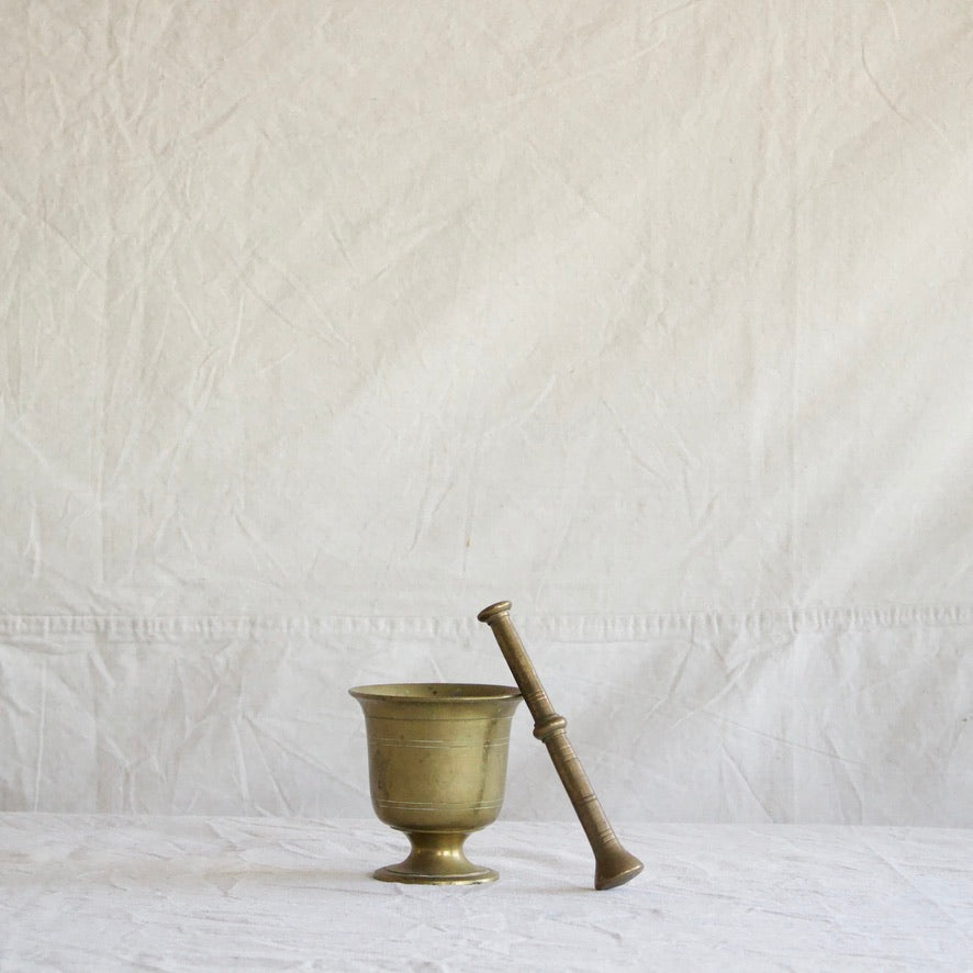 Vintage Brass Mortar & Pestle Set