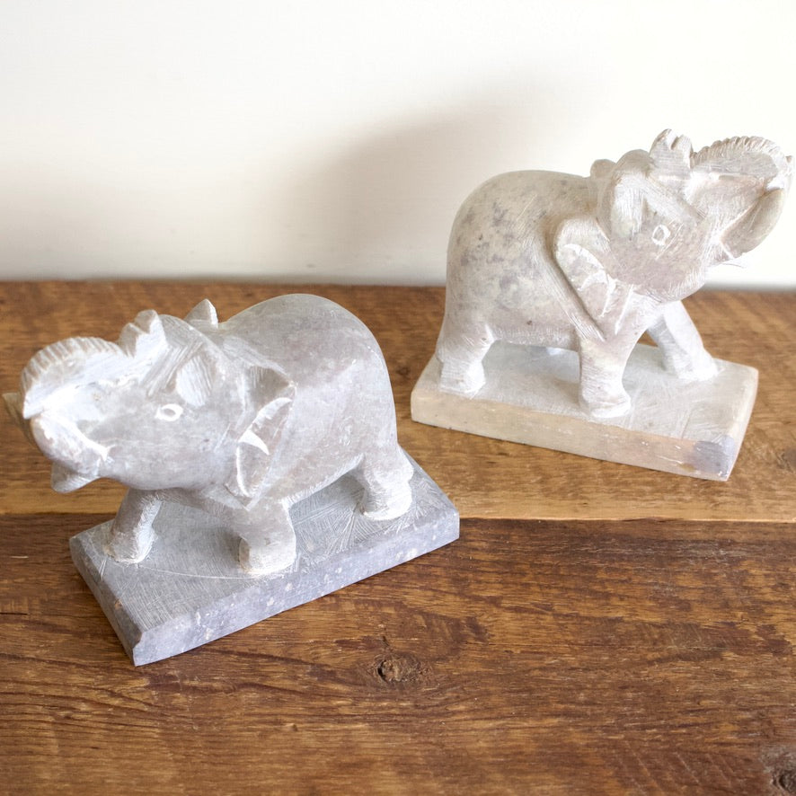 Soapstone Elephant Bookend Set