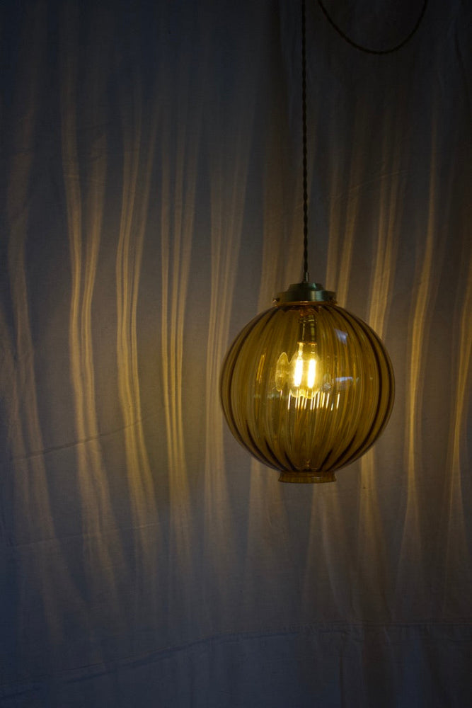 Amber Glass Globe Pendant Light