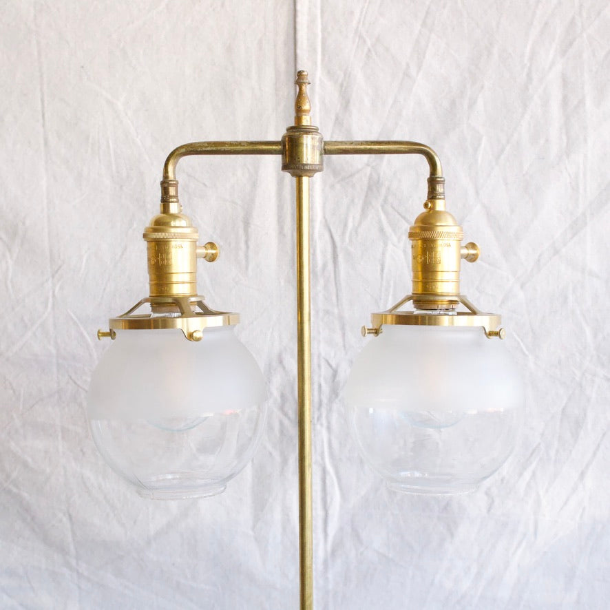 Brass Double Glass Shade Table Lamp