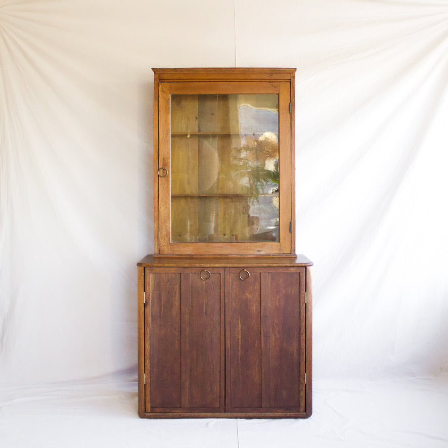 Oak and Glass Storage Cabinet