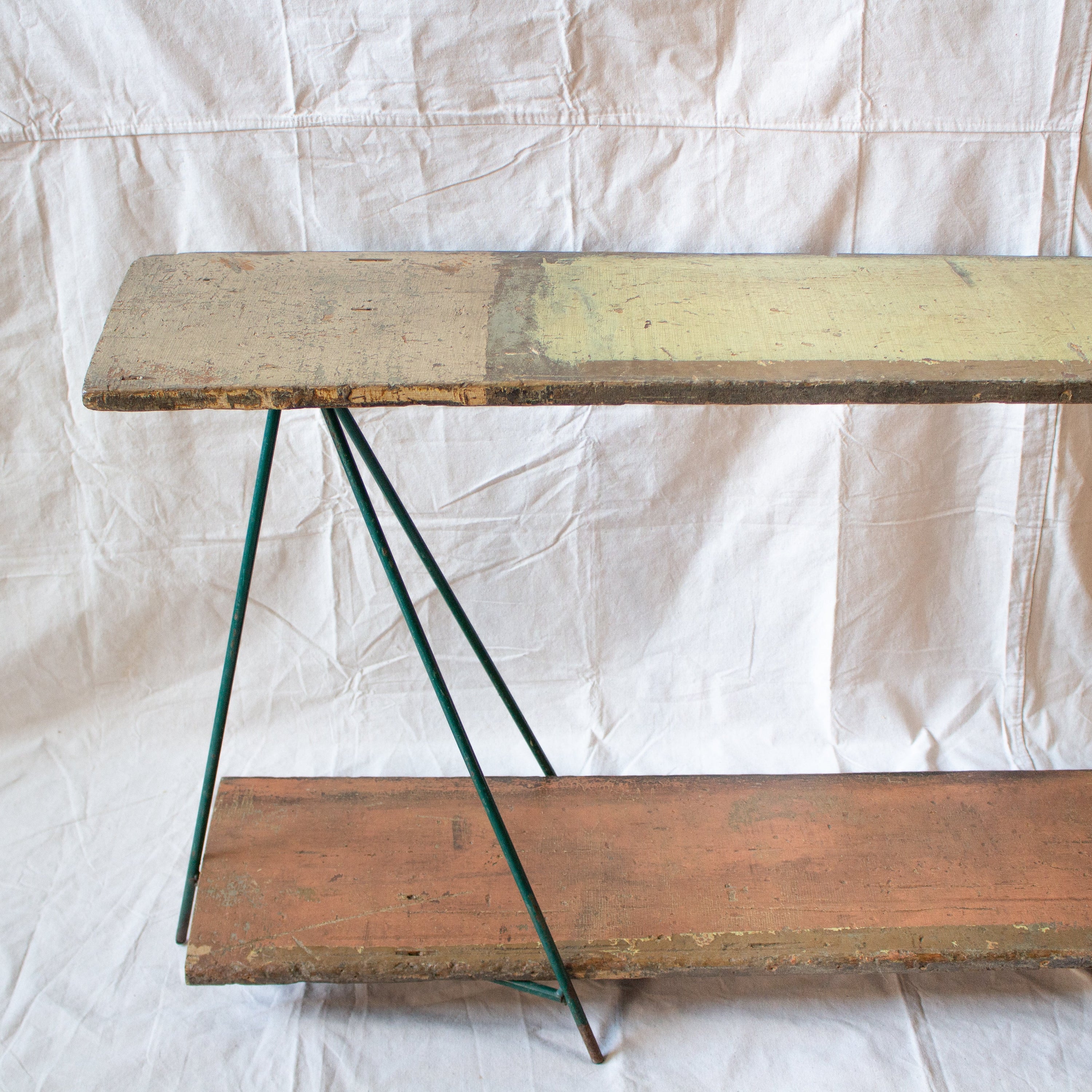 Console Table with Green Metal Legs